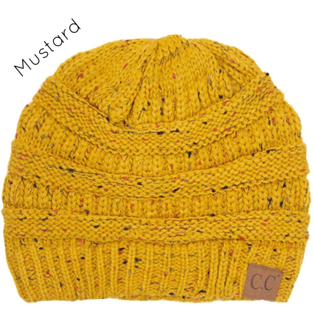 CC Messy Bun Beanie - Mustard